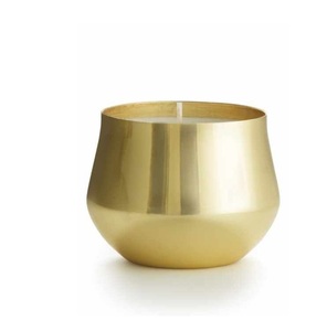 Vela de Metal dorado redondeado con una sola mecha, tarro de cera de soja, moderno, perfumado, decoración de lujo para el hogar, regalo de mesa con acento, brillo elegante - Product Image 1