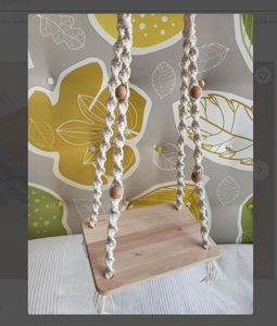 WOODEN SEAT <b>SWING</b> FOR BABY PLAYING DYAED COTTON HANDMADE NATURAL Baby <b>Swing</b> Set Style Color baby bedside sleeper - Product Image 2