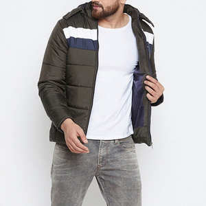 Custom <b>Men's</b> Softshell Winter <b>Jacket</b> <b>Waterproof</b> Casual Bubble Design Long Hood <b>Light</b> Woolen Fabric Zipper Closure Dyed Processed - Product Image 2