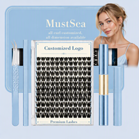 Kit d'extensions de cils courbés en PBT mélangé, faux cils coréens auto-adhésifs, application facile, DIY à domicile MSC-200