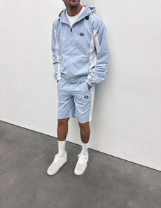 Conjunto de Sudadera con Capucha y Pantalones Cortos Cortavientos de Nailon Arrugado Sólido de Invierno Personalizado con Logotipo Personalizado, Chándal Deportivo para Hombre - Product Image 2