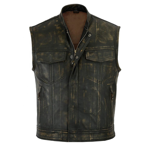 Vêtement d'extérieur haut de gamme 100% cuir d'agneau véritable Gilet en cuir pour homme Respirant avec deux poches sur le devant et longueur courte Gilet en cuir - Product Image 1