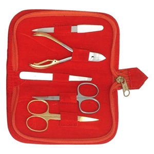 Juego de instrumentos de pedicura para manicura chapados en oro de primera calidad, 5 uds., herramientas de acero inoxidable, bolsa de cuero Artificial, venta completa, belleza de uñas - Product Image 2