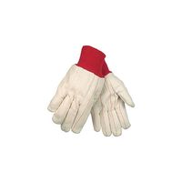 Gant pour homme en toile à double paume en coton de 20 oz avec motif de clute de poignet en tricot rouge Gant de résistance à la chaleur du pouce droit