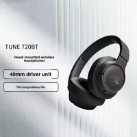 TUNE 720BT Headset Lipat Nirkabel Bass Berat untuk Earphone Peredam Kebisingan Olahraga IPX5 Tahan Air BT 5.1 Headset Perjalanan