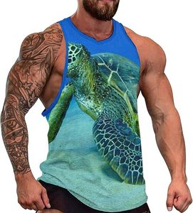 Ocean Sea Turtle Débardeur musclé sans manches pour homme, 100 % coton, sportif - Product Image 1