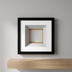 Square Wood Photo <b>Frame</b> Black Border <b>White</b> Mat Gold Inner <b>Frame</b> Modern Wall Decor - Product Image 1