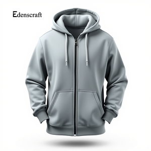 Sweat à capuche zippé de couleur unie pour hommes veste décontractée en polaire chaude automne hiver superposition confortable vêtements d'extérieur élégants personnalisables - Product Image 3