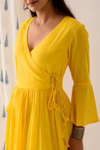 Jaune citron Angrakha ensemble indien mode style qualité Kurti et pantalon du fabricant indien - Product Image 3