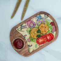 Vente chaude Unique Plaque En Bois printtet Conception Plaque De Chargeur En Bois pour La Maison Hôtel Restaurants Fête & Café en toute sécurité