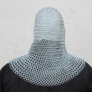 Juego de disfraz de cota de malla medieval de alta calidad, armadura de recreación de anillo a tope de aluminio con capucha, precio al por mayor, artesanías de Metal - Product Image 3