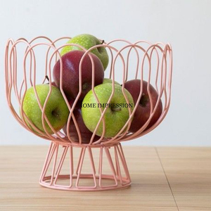 Bol ou panier à fruits de cuisine moderne de haute qualité fait à la main en métal filaire fabriqué pour des accessoires de décoration élégants à bas prix - Product Image 2