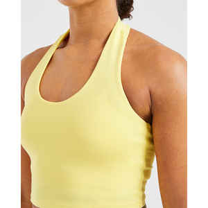 เสื้อครอปสำหรับผู้หญิงฮาลเทอแนคสีพาสเทลเลมอนเสื้อครอปสำหรับออกกำลังกายออกกำลังกายเนื้อนิ่มน้ำหนักเบา - Product Image 4