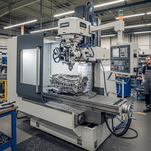 เครื่องกัดประเภทเตียงแนวตั้ง CNC สำหรับงานหนักเครื่องตัดโลหะความแม่นยำสูงแกนหมุนเดี่ยวแบบแมนนวล3แกน - Product Image 6