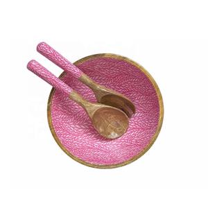 Bol de service en bois de manguier de haute qualité bol décoratif en bois de manguier avec cuillère assortie bol à fruits en bois pour comptoir de cuisine - Product Image 6