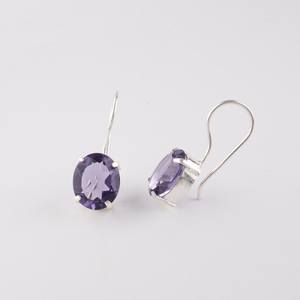 ต่างหูเพชรพลอยไอโอไลต์ ชุบทอง เงินแท้ ทำด้วยมือ เครื่องประดับประจำเดือนกันยายน ดีไซน์หรูหรา สำหรับงานปาร์ตี้ ผู้หญิง - Product Image 3