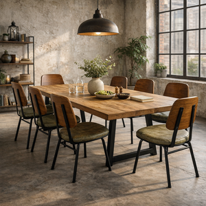 Silla de Comedor de Cuero Genuino con Respaldo de Madera Maciza, Asiento Industrial para Restaurante, Estructura Metálica Vintage, Mueble de Contrato, No Plegable - Product Image 5