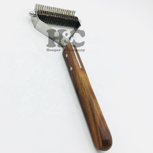 Pet Hair Remove Stripping Knife Brush Stainless Steel Pet Grooming <b>Scissors</b> and Pet <b>Dog</b> Stripping Brush Set Wood Handle - Product Image 6