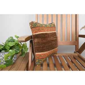 Brown Wool Kilim 14x14 Inch Luxury <b>Throw</b> <b>Pillow</b> Woven with Vintage Pattern Fluffy Plant and Leaf Design for Kitchen Decor - Product Image 2