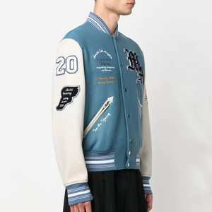 Veste universitaire en cuir d'hiver de haute qualité pour hommes, corps en laine, manches en cuir véritable personnalisées, bomber universitaire - Product Image 3