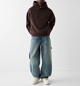 Sweat à capuche pour hommes surdimensionné personnalisé 500gsm poids lourd fond réglable en coton polaire éponge uni épais vierge Boxy Crop Design unisexe - Product Image 4