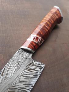 Venta al por mayor, pedidos a granel personalizados, OEM, ODM, servicio PRESTIGE BLADES, cuchillo de cocina con patrón de plumas de acero de Damasco - Product Image 4
