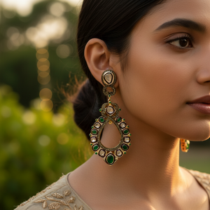 Pendientes Largos de Diamantes y Esmeraldas para Mujer, Joyería Elegante - Product Image 3