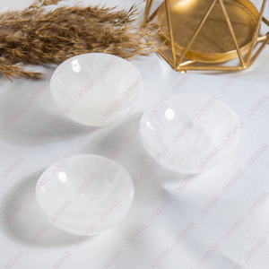 Manufactured India AAA Quality 3 Inches <b>Selenite</b> Crystal <b>Bowl</b> White Carving for Meditation Energy Cleansing Crystal Charging - Product Image 3