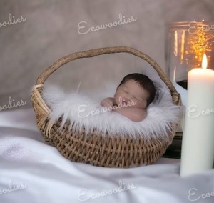 Atrezos para fotografía de recién nacidos, cesta para fotos de bebés, accesorios para posar, Cestas tejidas para bebés con asa, accesorios para sesión de fotos - Product Image 5