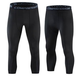<b>Mens</b> 3/4 Compression Tights Custom Logo Sports <b>Base</b> <b>Layer</b> Pants Quick Dry Anti-Bacterial Anti-UV Elastic Waist OEM ODM Leggings - Product Image 1