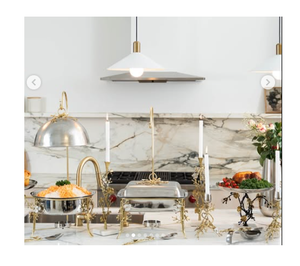 Patrón floral Mesa de comedor de lujo Plato de frotamiento adornado Colgante Acero inoxidable Vintage Sostenible al por mayor - Product Image 1