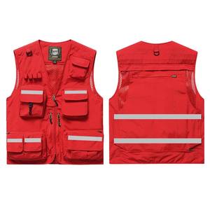 Gilet en toile décontracté pour hommes, gilet de sécurité respirant sur mesure, grande taille pour adultes, approvisionnement direct de l'usine pour le printemps - Product Image 1