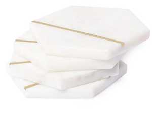 ที่รองแก้วหินอ่อนสีขาวแผ่นรองแก้วทรงกลม4ชิ้นแผ่นรองถ้วยชาสไตล์ทันสมัยอุปกรณ์รับประทานอาหารในครัวเรือนทรงสี่เหลี่ยมดีไซน์ทันสมัย - Product Image 4