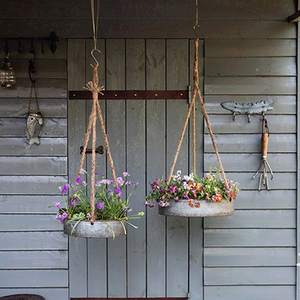 Cesta colgante de metal galvanizado Decoración de pared Maceta para el hogar o el jardín - Product Image 4