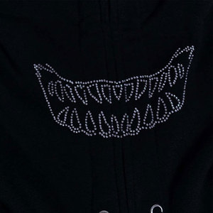 Sudadera con Capucha Personalizada con Pedrería, Estilo Urbano, 100% Algodón, con Letras de Pedrería, Negra, Gruesa, Unisex - Product Image 4