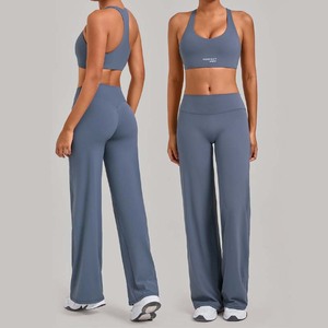 Perfect Women's Yoga 2 Piece Set <b>Pink</b> Square Neck Racerback Crop Top High Waist <b>Leggings</b> V Waist Seamless Spandex Polyester - Product Image 4