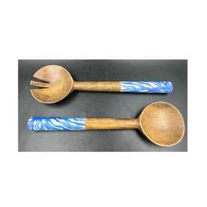 Ensemble de service à salade en bois de haute qualité fait à la main avec cuillère à soupe pour le service de fête dans la cuisine - Product Image 3