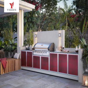 Meuble de cuisine modulaire en acier inoxydable pour <span class=keywords><strong>barbecue</strong></span> extérieur électrique/gaz, avec robinet, prêt à l'emploi, étanche, chariot intégré - Product Image 1