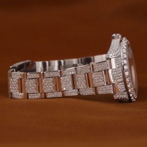 The Newest Stainless Steel <b>Watch</b> Featuring Dazzling Moissanite Round Brilliant Cut Diamonds and <b>Arabic</b> Numerals in Hip Hop Style - Product Image 4