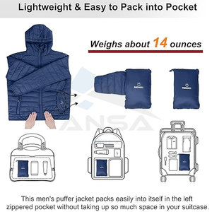 Chaqueta acolchada con aislamiento plegable para hombre al por mayor con capucha abrigo de invierno resistente al agua para senderismo, nieve, esquí marca personalizada - Product Image 2