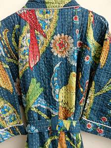 Batas tipo kimono Kantha con estampado floral de la mejor calidad para mujer, ropa de dormir y ropa de dormir de exportador indio - Product Image 5