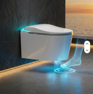 WC intelligent mural à projection holographique, bidet à commande au pied, à évacuation verticale (S-trap), en céramique, avec air chaud et fonction automatique - Product Image 1