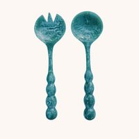 Ensemble cuillère et fourchette à salade en résine moderne, manche court - Capacité 30 ml, compatible lave-vaisselle, non toxique, élégant, fait main, pour fêtes et dîners