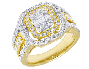 Elegant <b>Silver</b> Moissanite <b>Ring</b> With Emerald Cut Center with Double Halo Luxury <b>Statement</b> Moissanite Diamond Jewelry - Product Image 1