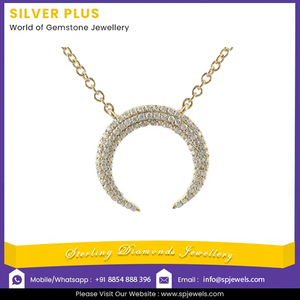 สร้อยคอจี้ดวงจันทร์และเพชรธรรมชาติแบบมินิมอลผู้ผลิตและผู้จัดจำหน่ายเครื่องประดับหรูหรา - Product Image 2