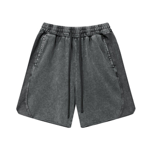 Short vintage délavé à l'acide avec logo personnalisé pour hommes, short en coton délavé à la teinture du soleil avec sérigraphie, short en tricot tissé pour hommes - Product Image 2