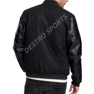 Chaqueta universitaria de alta calidad de fabricante OEM, chaqueta universitaria de béisbol personalizada con mangas de cuero de chenilla bordadas - Product Image 5