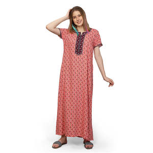 Evolove Women's Super Soft Comfortable Viscose Maxi Night Gown Floral Print XXL <b>Nighty</b> Dress with Pocket for Summer - Product Image 6