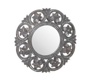 Modern Antique Design Silver Oval Shaped Metal Wall <b>Mirror</b> with Intricate Vintage Detailing Classic Home Decoration at Low Price - Product Image 1