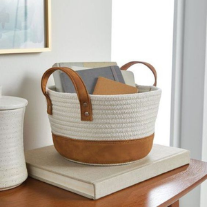 Cotton Rope Woven Storage <b>Basket</b> with Lid <b>Foldable</b> Hamper Organizer for Toys Clothes Blankets Nursery <b>Laundry</b> - Product Image 3